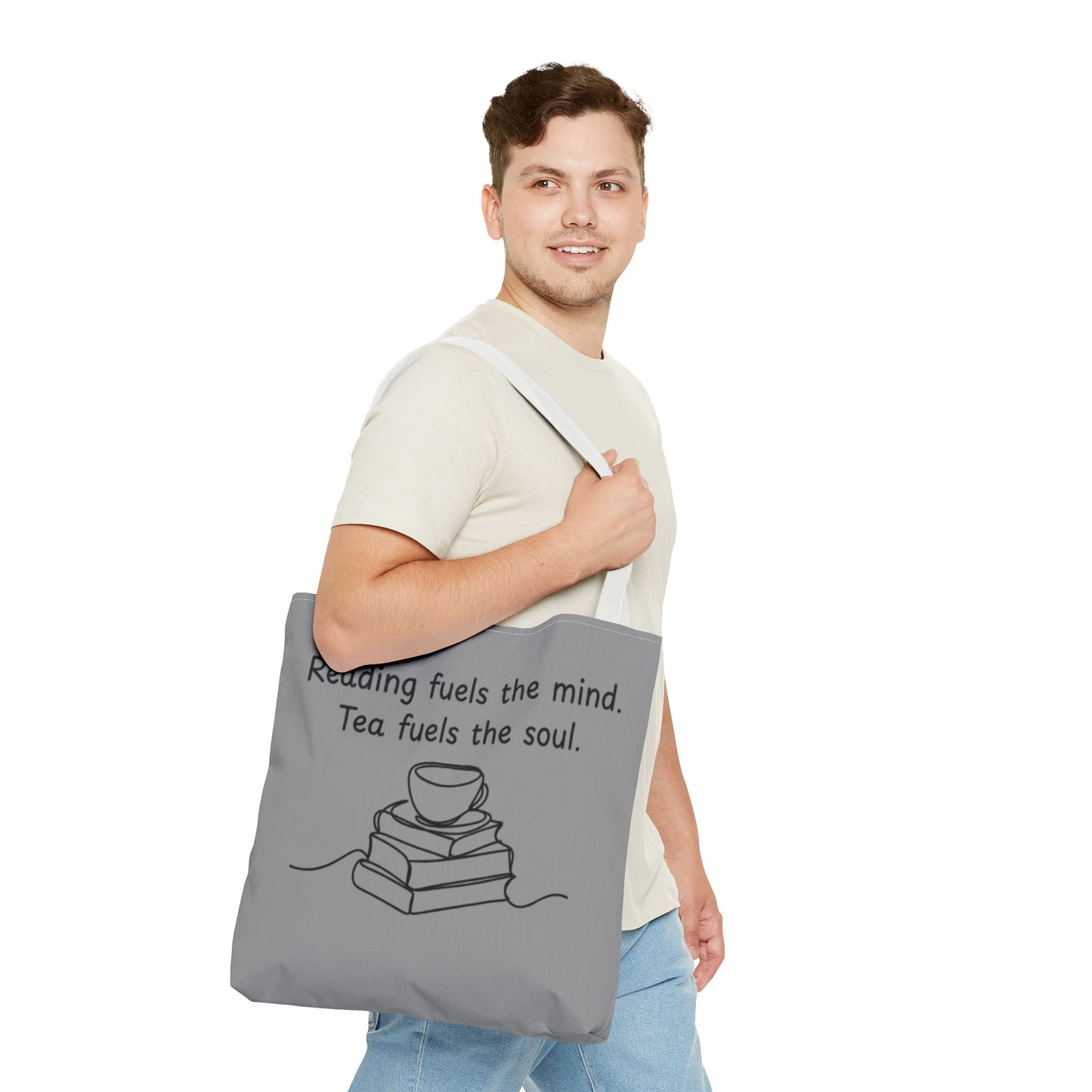 Literary Tote Bag | Reading & Tea Lover Gift | Bookworm Tote | Eco-Friendly Shopping Bag | Motivational Quote Bag