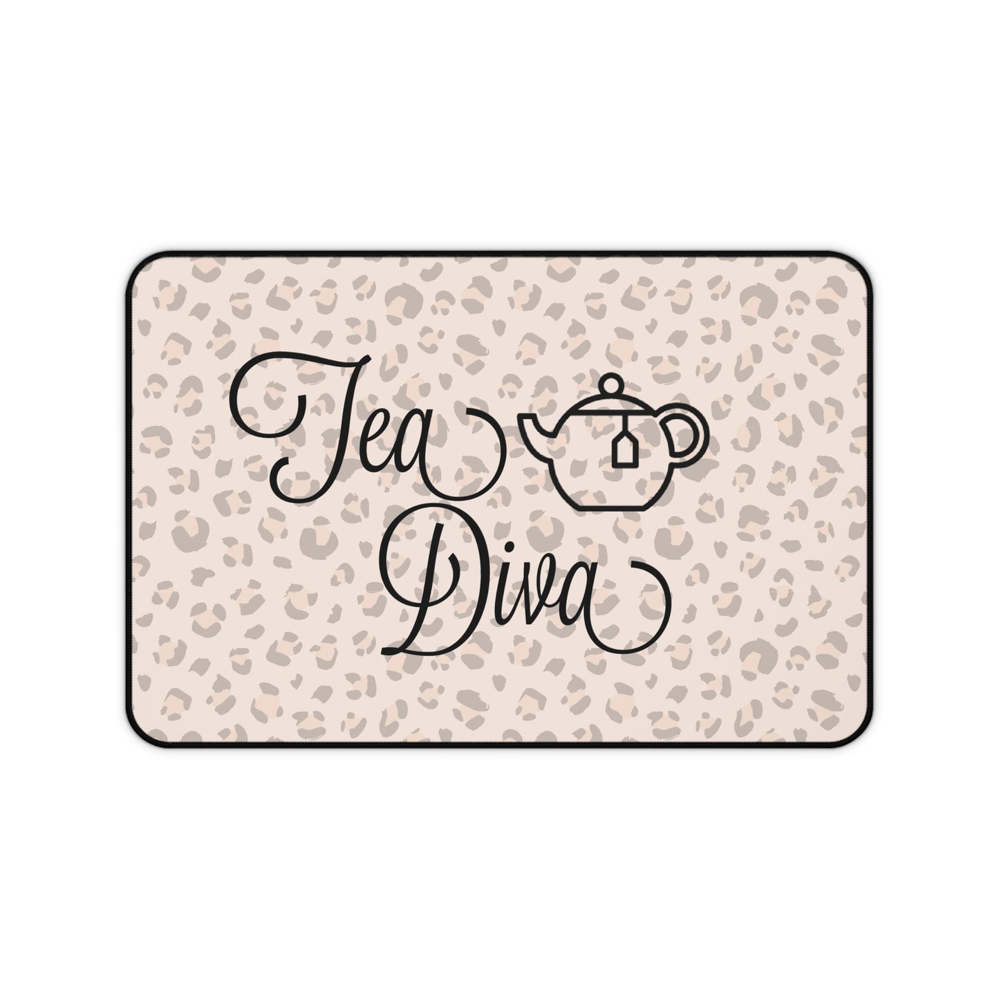 Tea Diva Desk Mat, Cute Mouse Pad, Animal Print Desk Decor, Tea Lover Gift, Office Accessory, Chic Workspace Decor