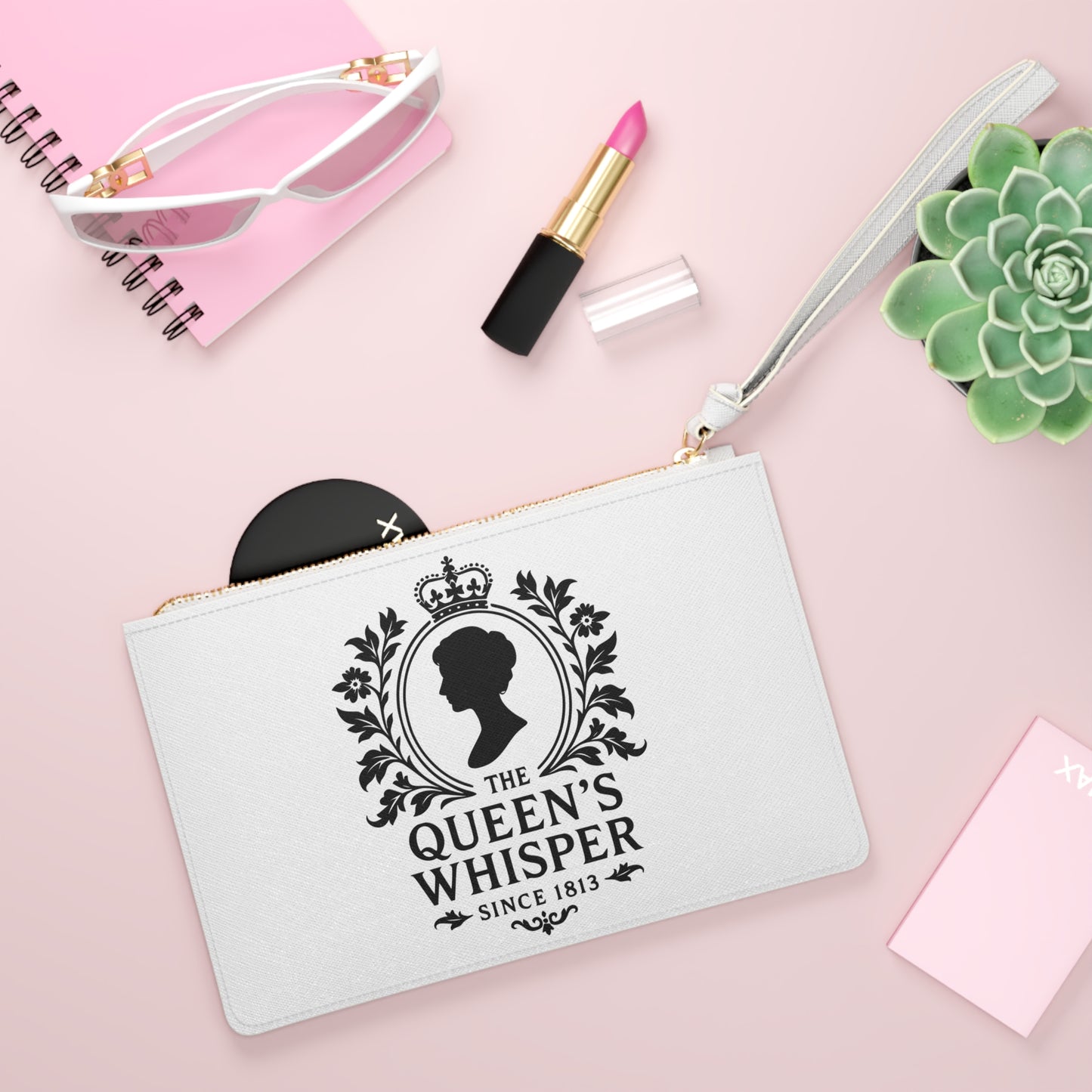 Royal Silhouette Clutch Bag "The Queen's Whisper" Vintage Crest Wristlet