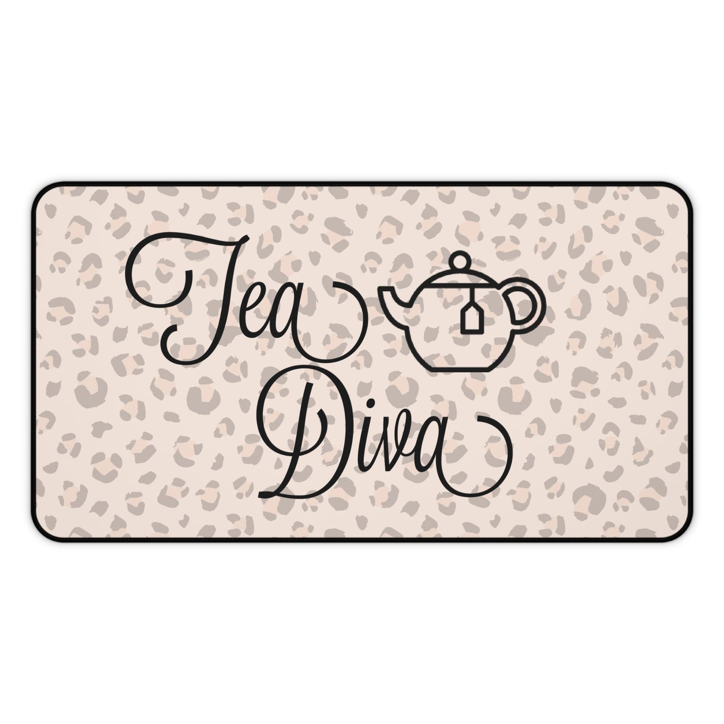 Tea Diva Desk Mat, Cute Mouse Pad, Animal Print Desk Decor, Tea Lover Gift, Office Accessory, Chic Workspace Decor
