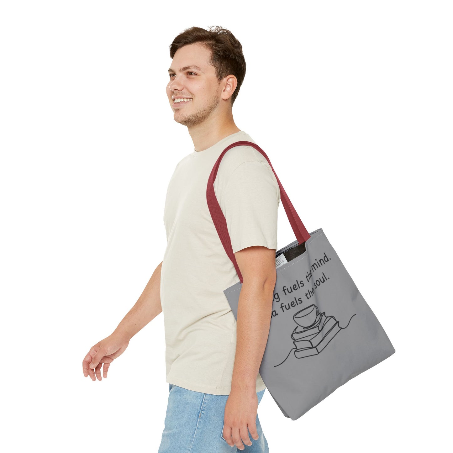 Literary Tote Bag | Reading & Tea Lover Gift | Bookworm Tote | Eco-Friendly Shopping Bag | Motivational Quote Bag