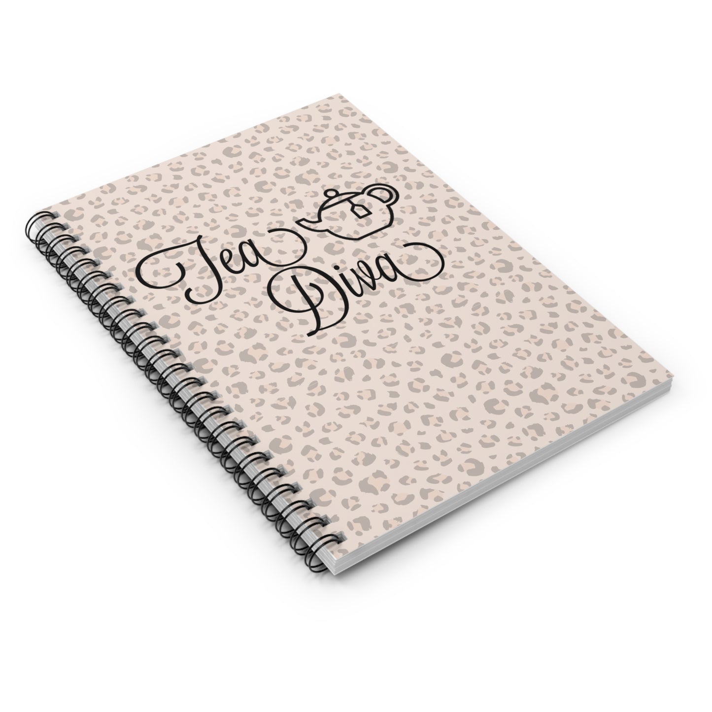 Chic Spiral Notebook with 'Tea Diva' Design - Perfect for Tea Lovers, Journals, Gifts, Stationery, and Home Office Decor