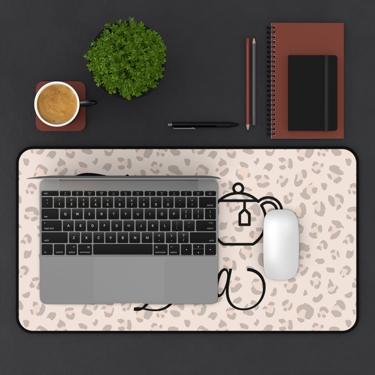 Tea Diva Desk Mat, Cute Mouse Pad, Animal Print Desk Decor, Tea Lover Gift, Office Accessory, Chic Workspace Decor
