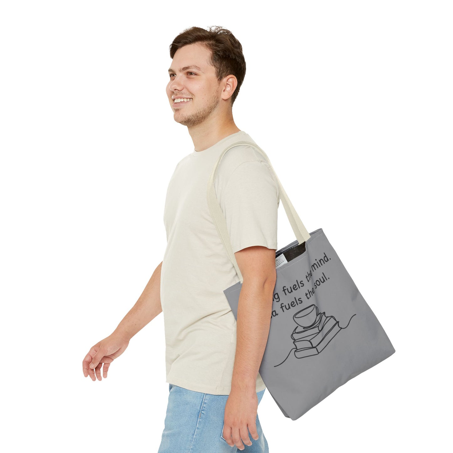Literary Tote Bag | Reading & Tea Lover Gift | Bookworm Tote | Eco-Friendly Shopping Bag | Motivational Quote Bag
