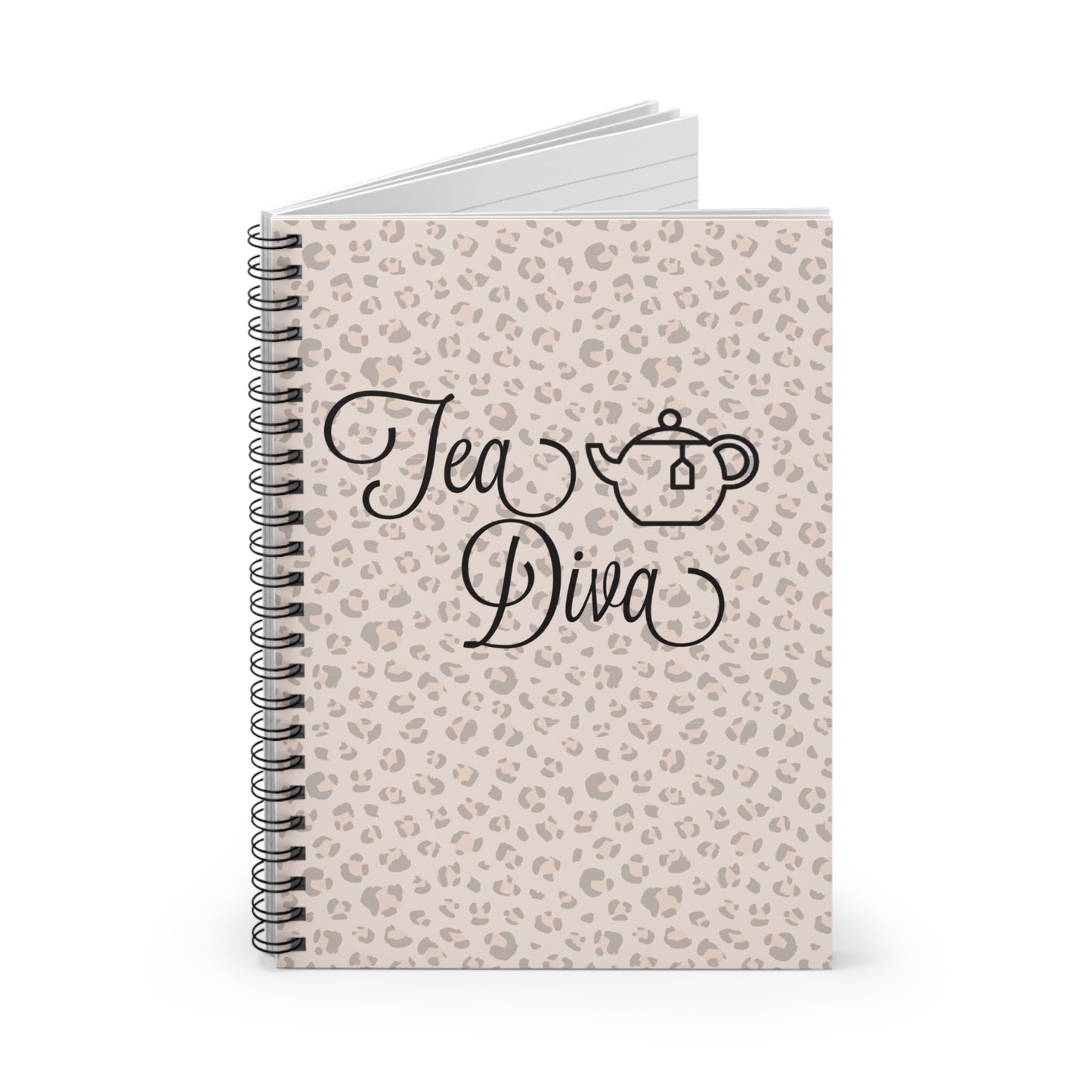 Chic Spiral Notebook with 'Tea Diva' Design - Perfect for Tea Lovers, Journals, Gifts, Stationery, and Home Office Decor