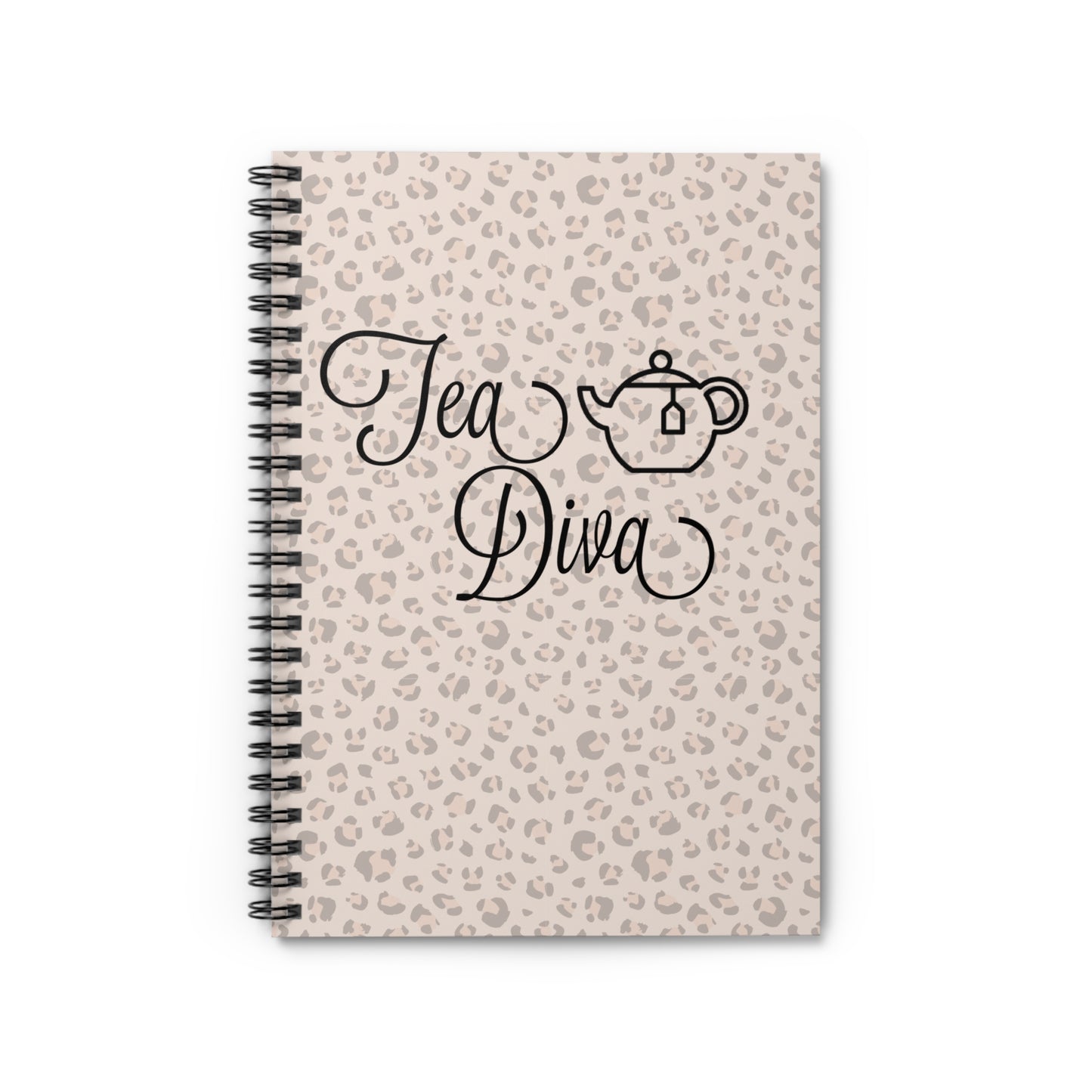 Chic Spiral Notebook with 'Tea Diva' Design - Perfect for Tea Lovers, Journals, Gifts, Stationery, and Home Office Decor