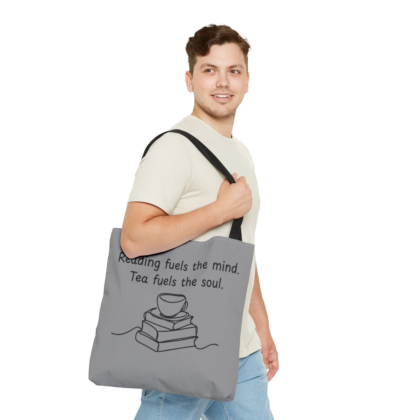 Literary Tote Bag | Reading & Tea Lover Gift | Bookworm Tote | Eco-Friendly Shopping Bag | Motivational Quote Bag