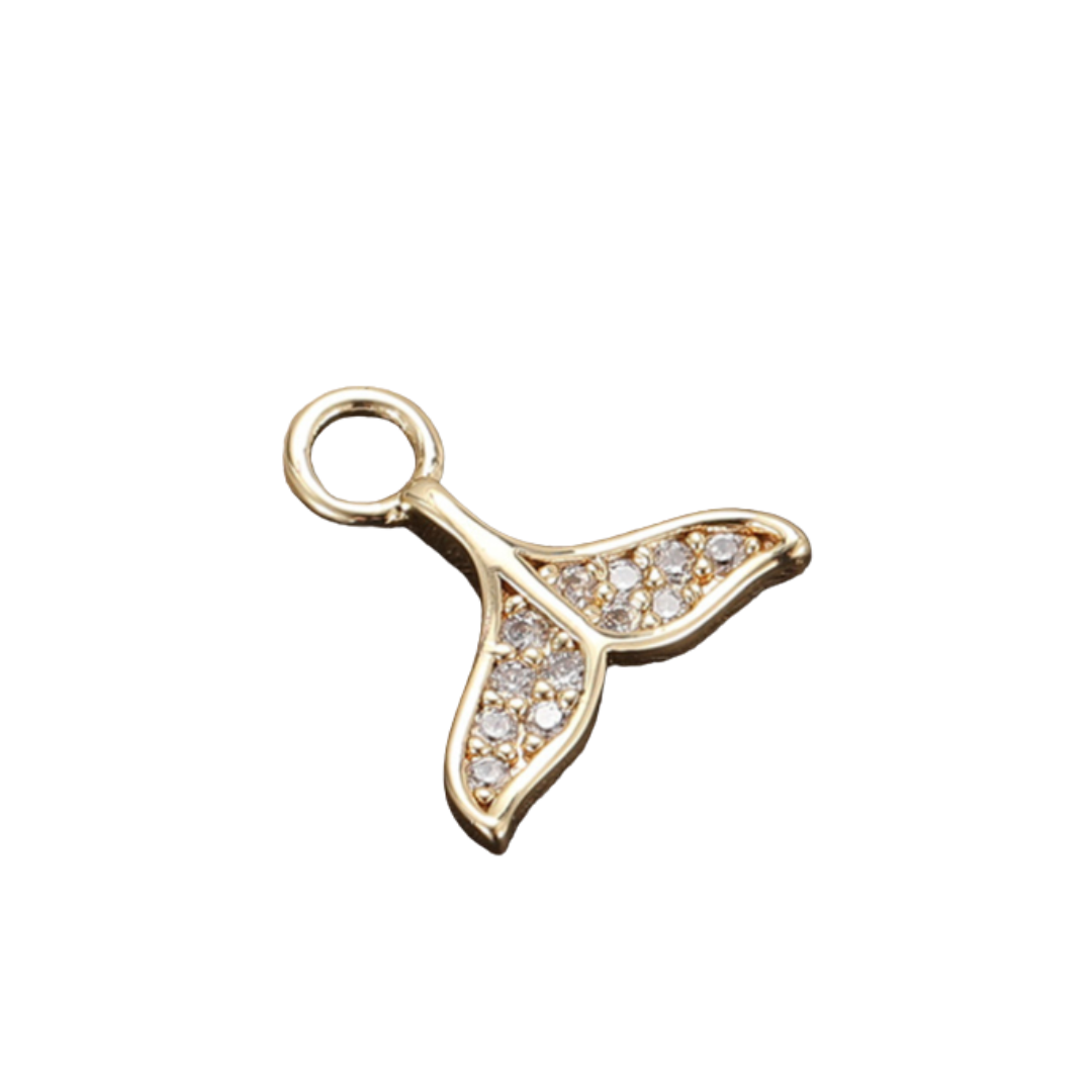 Add on Charm Whale Crystal Tail Gold