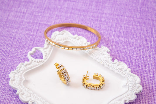 Crystal Cubic Zirconia Gold Bracelet
