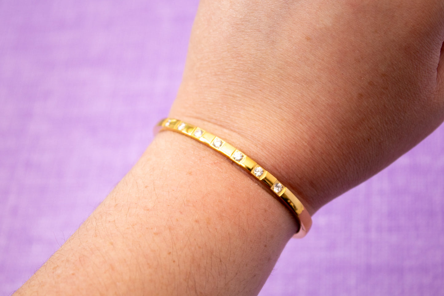Spaced Cubic Zirconia Gold Bracelet