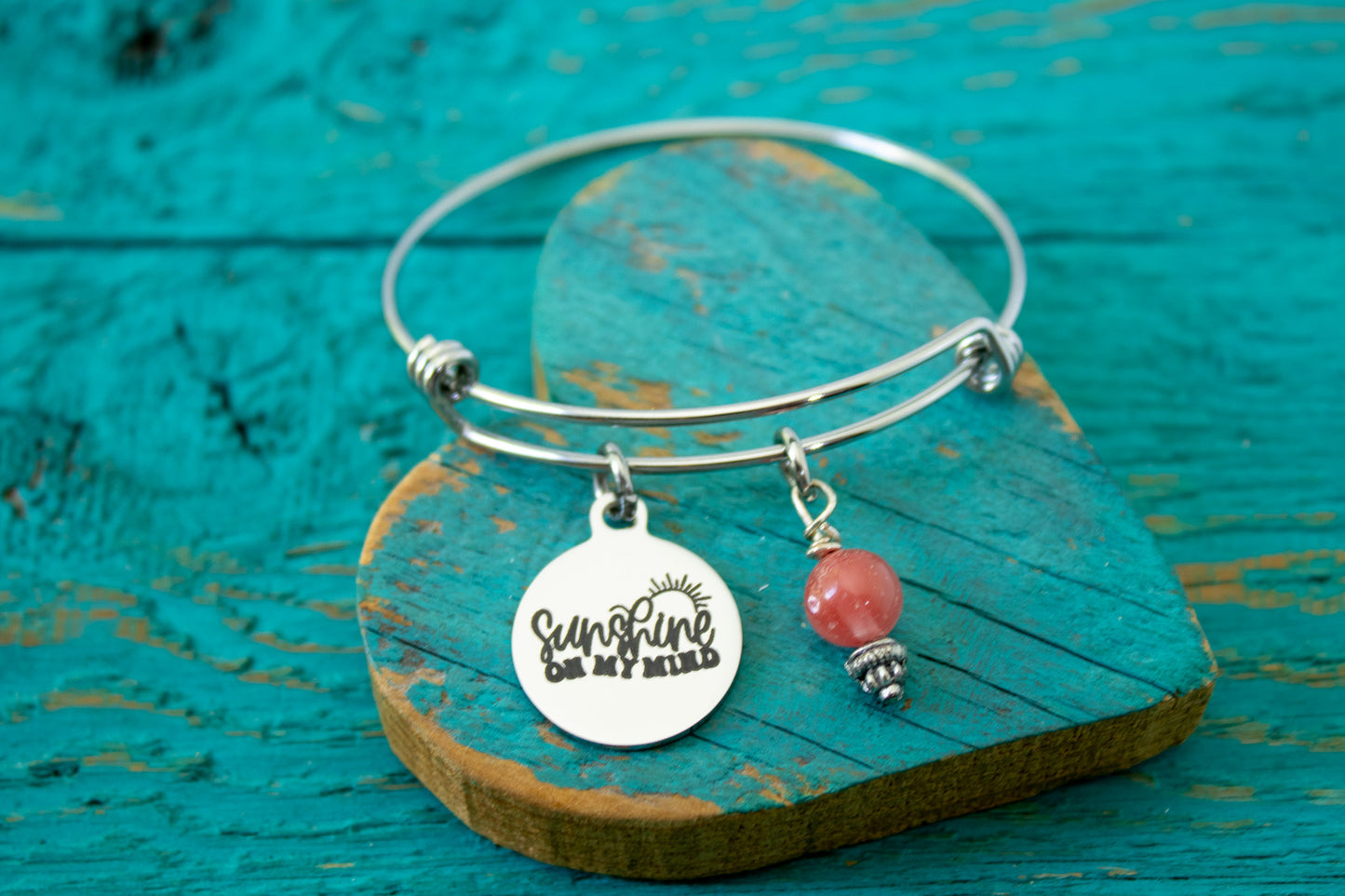 Sunshine on My Mind • Sun Lover • Summer Beach Vibes Bangle • Coastal Charm Bracelet • Ocean Inspired Gift for Her • Sun Chaser Jewelry