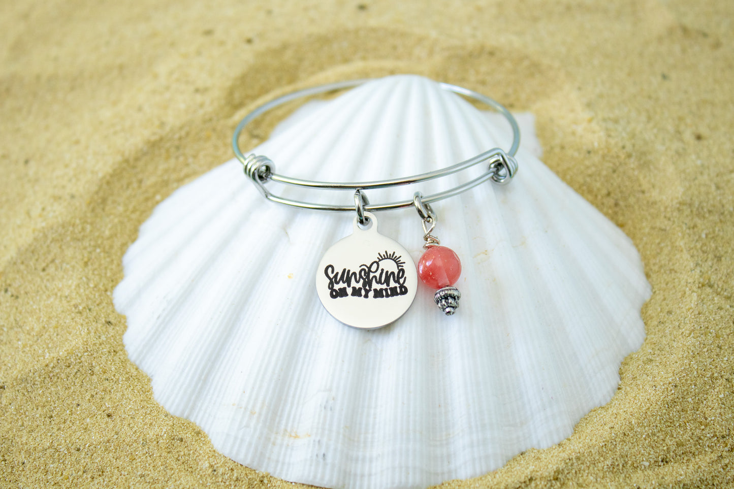 Sunshine on My Mind • Sun Lover • Summer Beach Vibes Bangle • Coastal Charm Bracelet • Ocean Inspired Gift for Her • Sun Chaser Jewelry