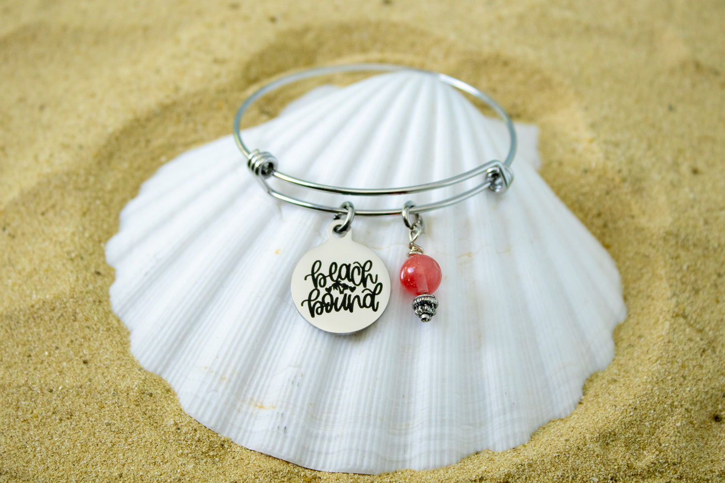 Beach Bound Bracelet • Beach Lover Gift • Ocean Charm Bangle • Coastal Vacation Jewelry • Summer Travel Keepsake • Beach Girl Jewelry
