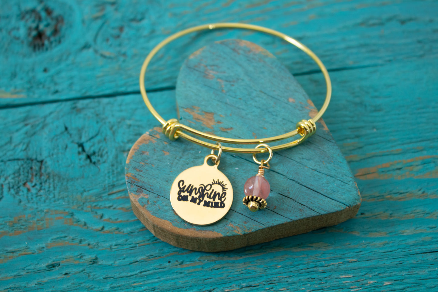Sunshine on My Mind • Sun Lover • Summer Beach Vibes Bangle • Coastal Charm Bracelet • Ocean Inspired Gift for Her • Sun Chaser Jewelry