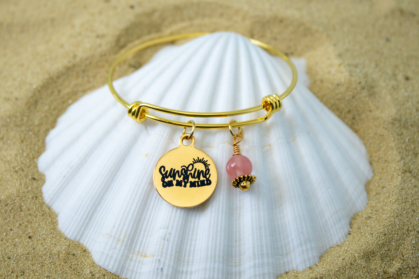 Sunshine on My Mind • Sun Lover • Summer Beach Vibes Bangle • Coastal Charm Bracelet • Ocean Inspired Gift for Her • Sun Chaser Jewelry
