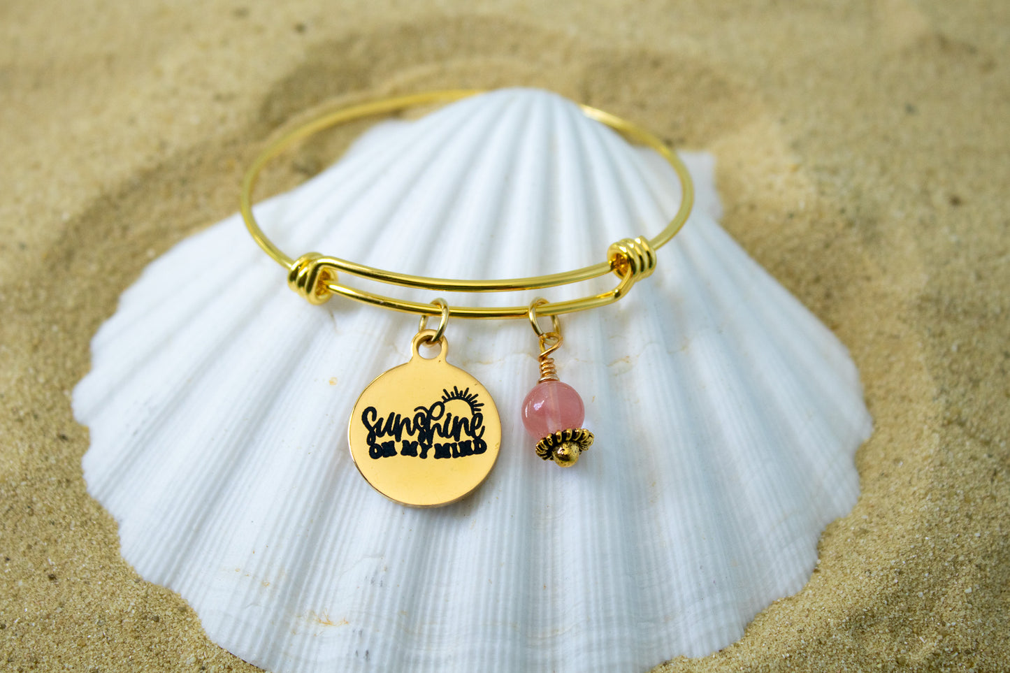 Sunshine on My Mind • Sun Lover • Summer Beach Vibes Bangle • Coastal Charm Bracelet • Ocean Inspired Gift for Her • Sun Chaser Jewelry