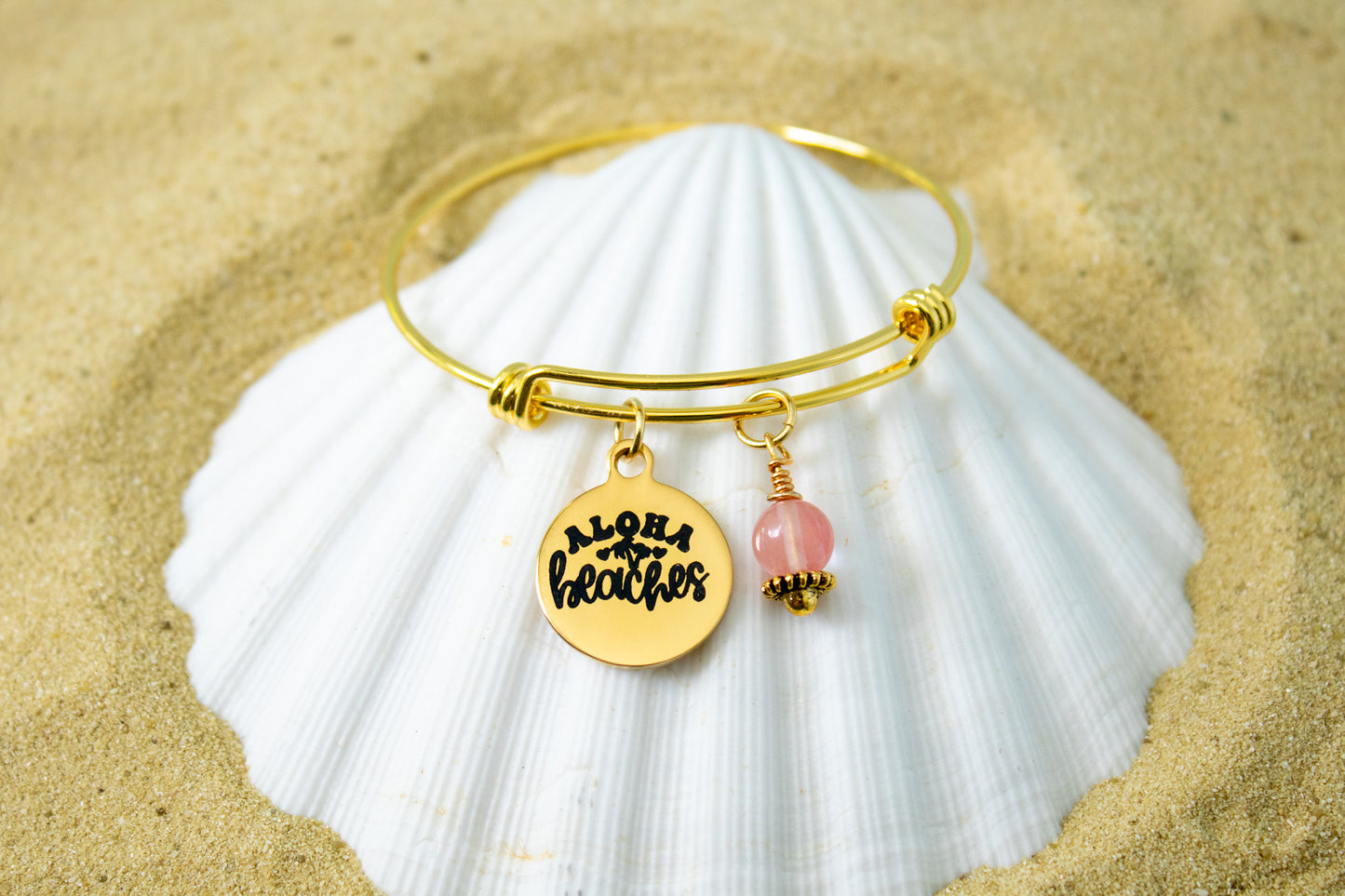 Aloha Beaches Bracelet, Funny Beach Jewelry, Summer Charm Bangle, Tropical Gift for Her – Sassy Coastal Bracelet, Ocean Lover Jewelry