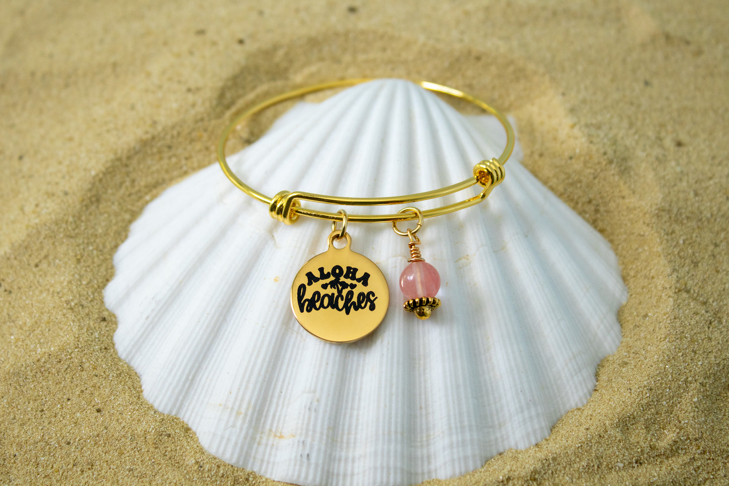Aloha Beaches Bracelet, Funny Beach Jewelry, Summer Charm Bangle, Tropical Gift for Her – Sassy Coastal Bracelet, Ocean Lover Jewelry