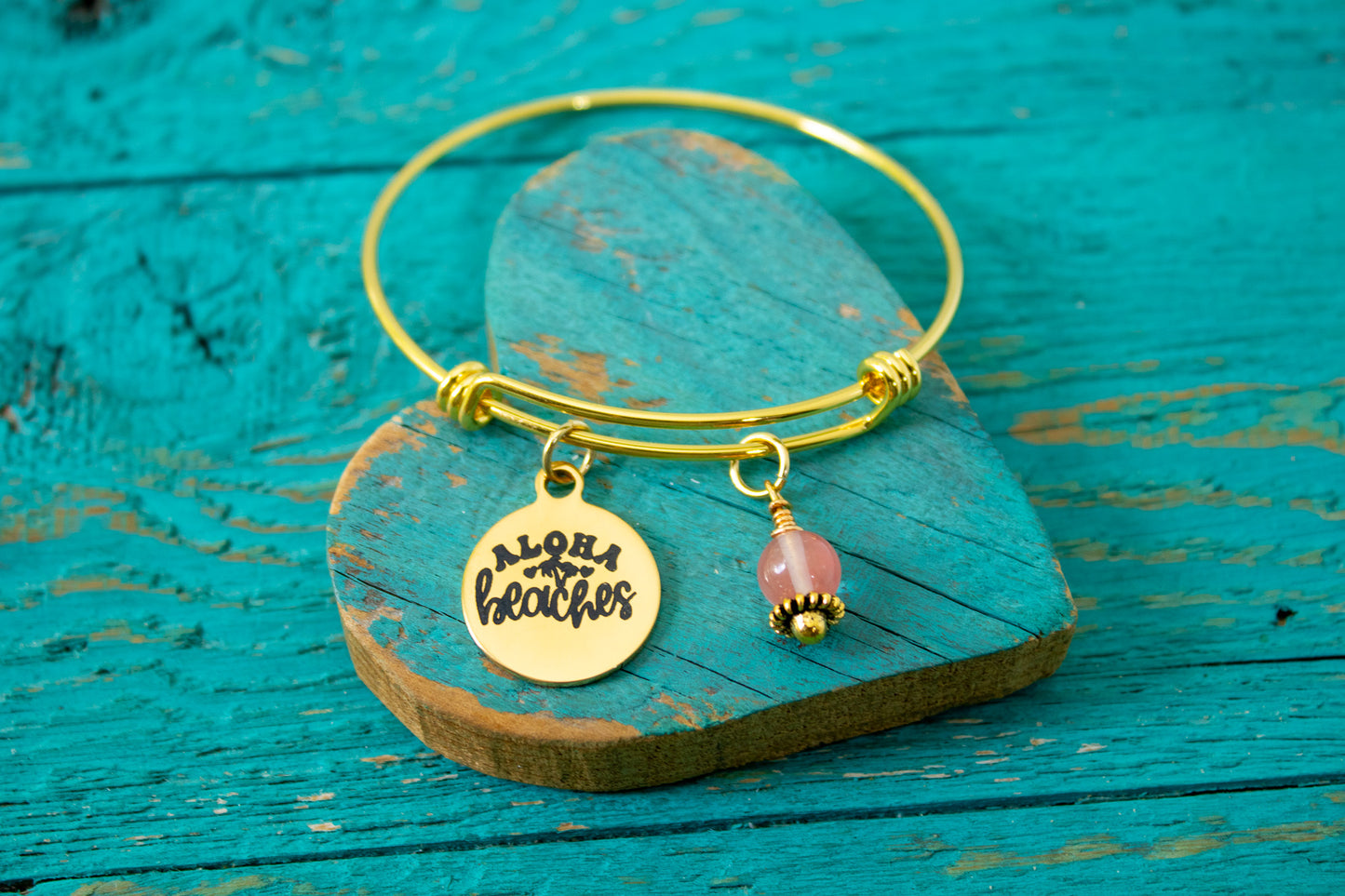 Aloha Beaches Bracelet, Funny Beach Jewelry, Summer Charm Bangle, Tropical Gift for Her – Sassy Coastal Bracelet, Ocean Lover Jewelry
