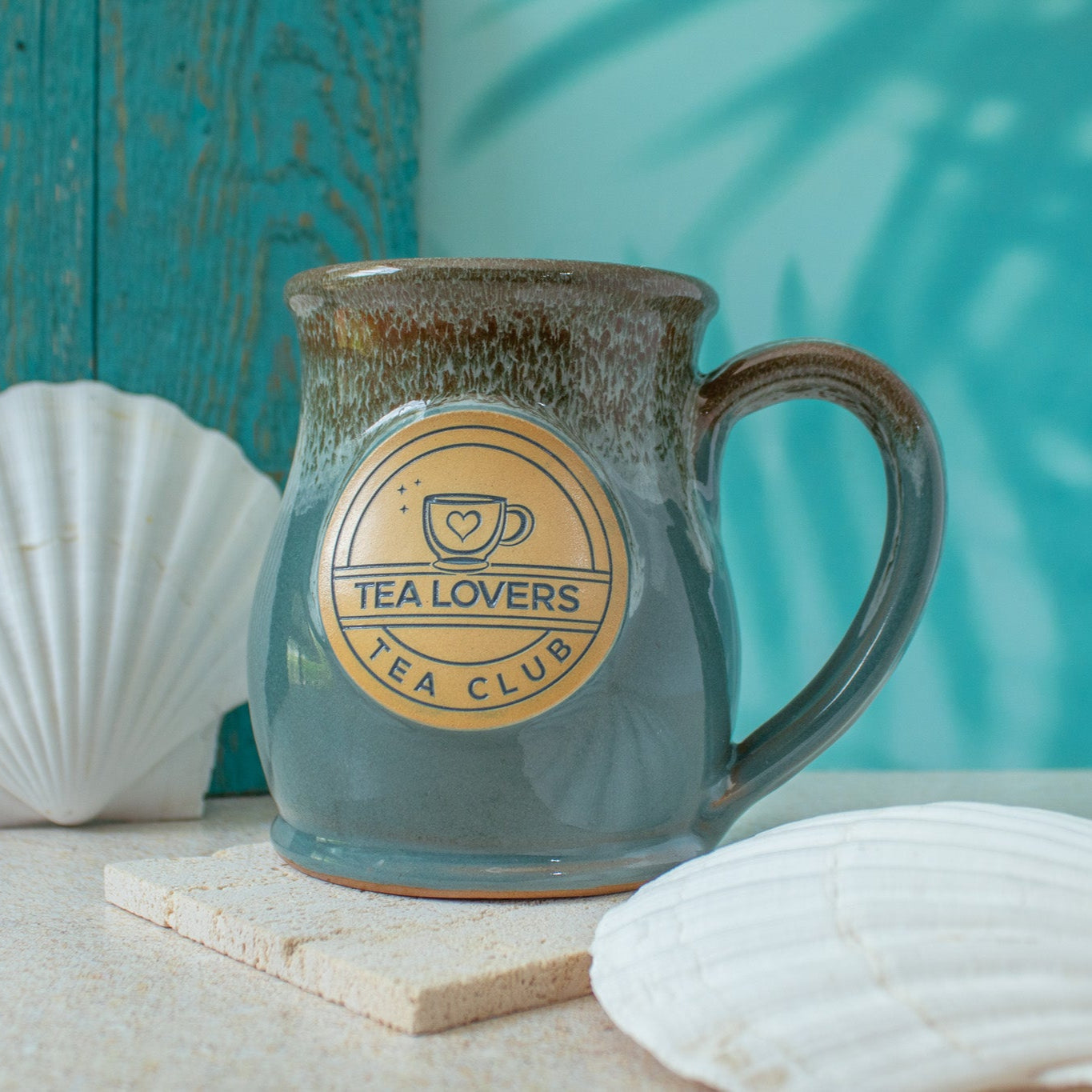 Tea Lovers Tea Club Teal Tall Belly Mug