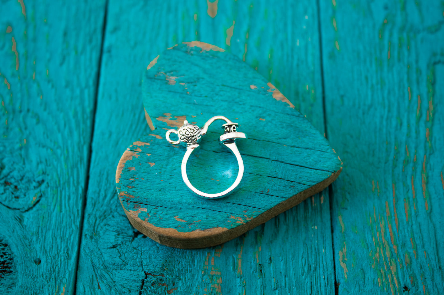 Teapot & Teacup Antique Silver Finger Ring