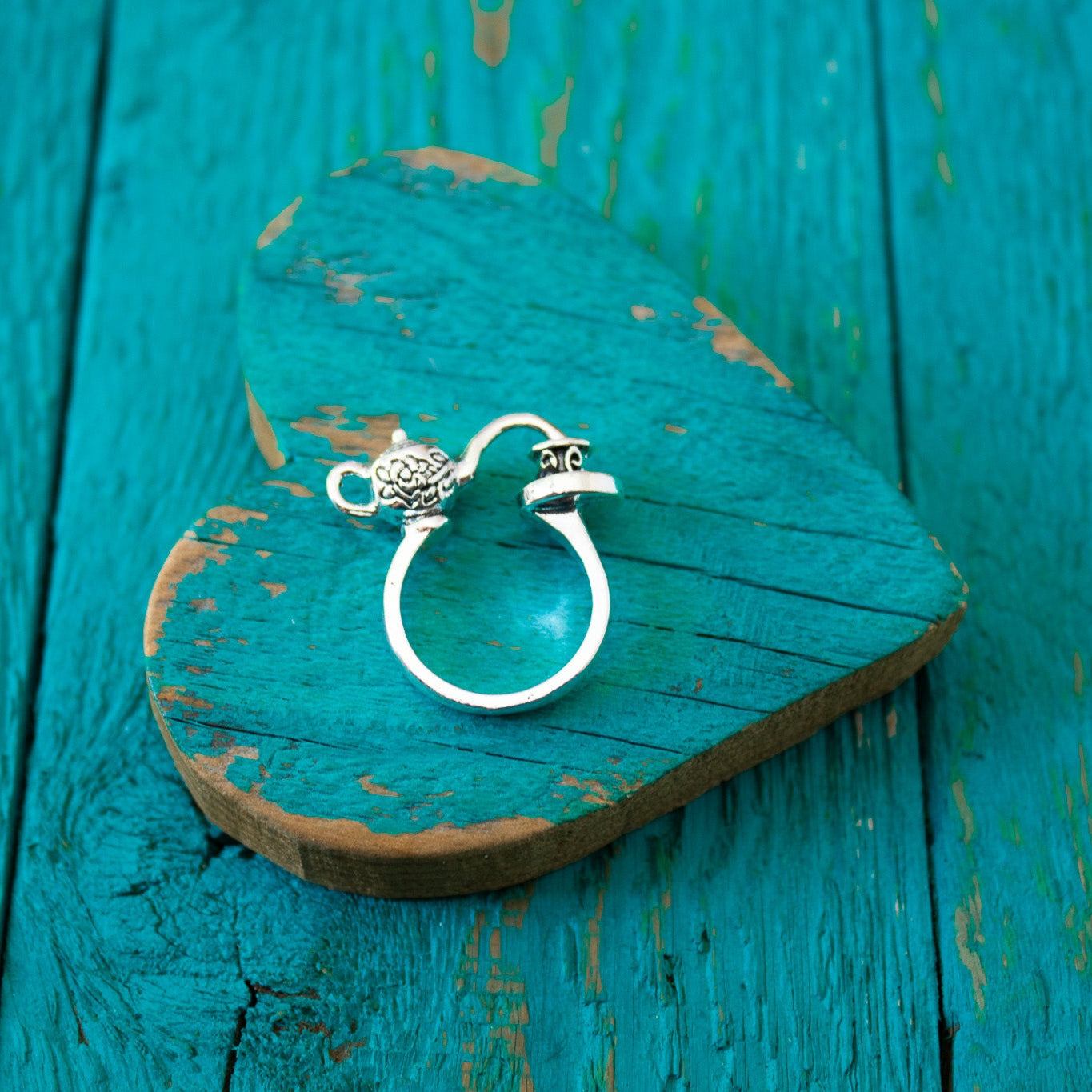 Teapot & Teacup Antique Silver Finger Ring