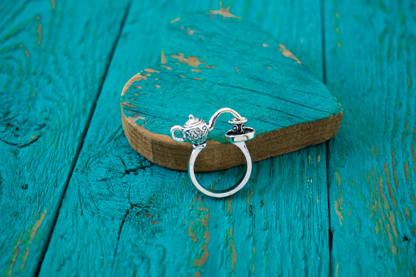 Teapot & Teacup Antique Silver Finger Ring