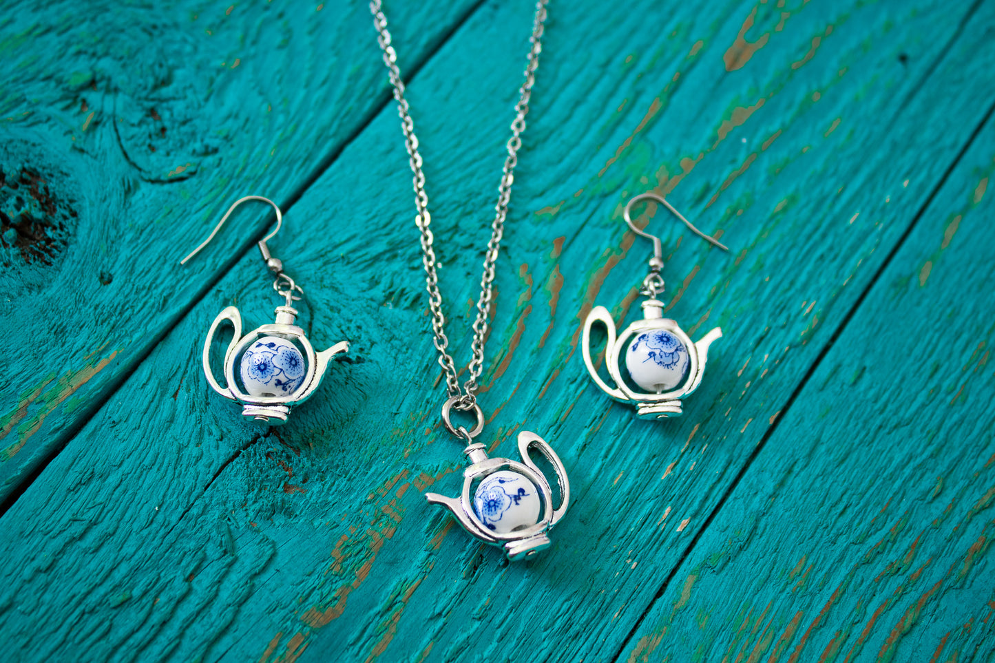 Teapot Porcelain Jewelry Set