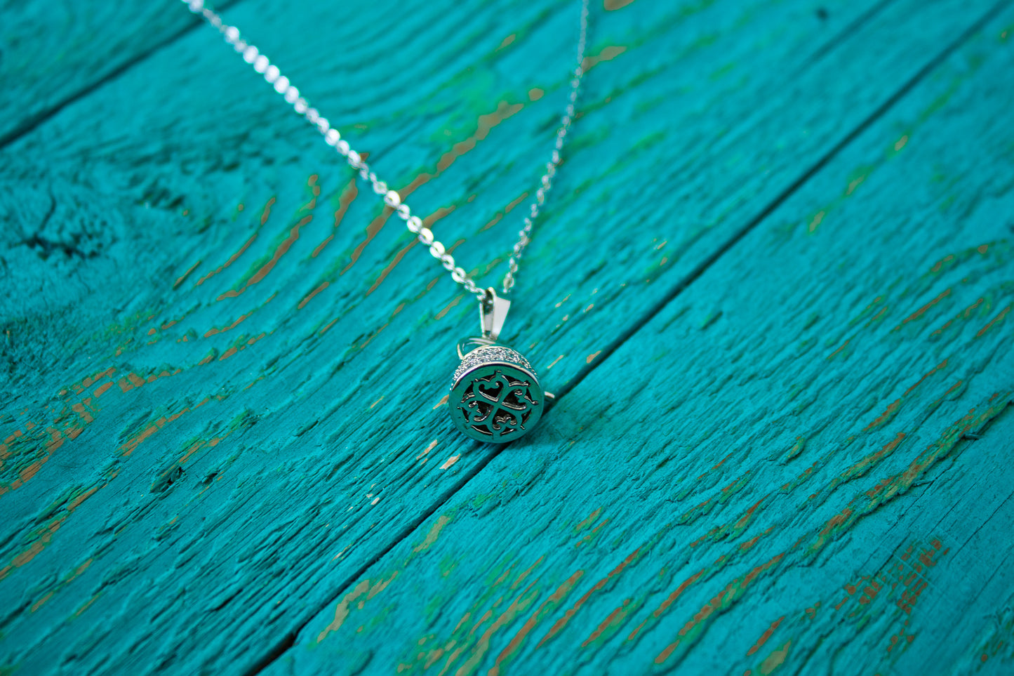 Stainless Steel & Cubic Zirconia Teapot Necklace