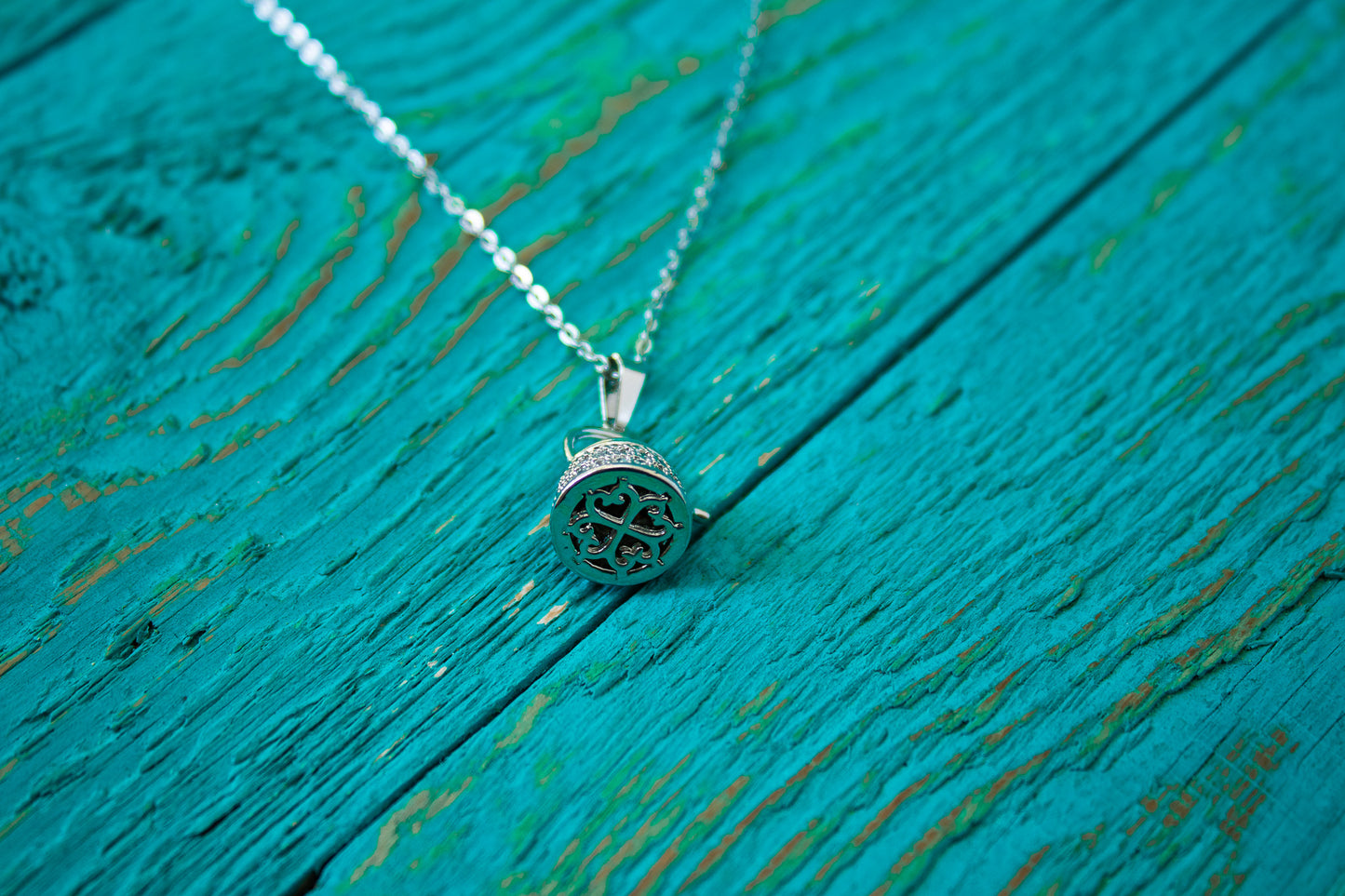 Stainless Steel & Cubic Zirconia Teapot Necklace