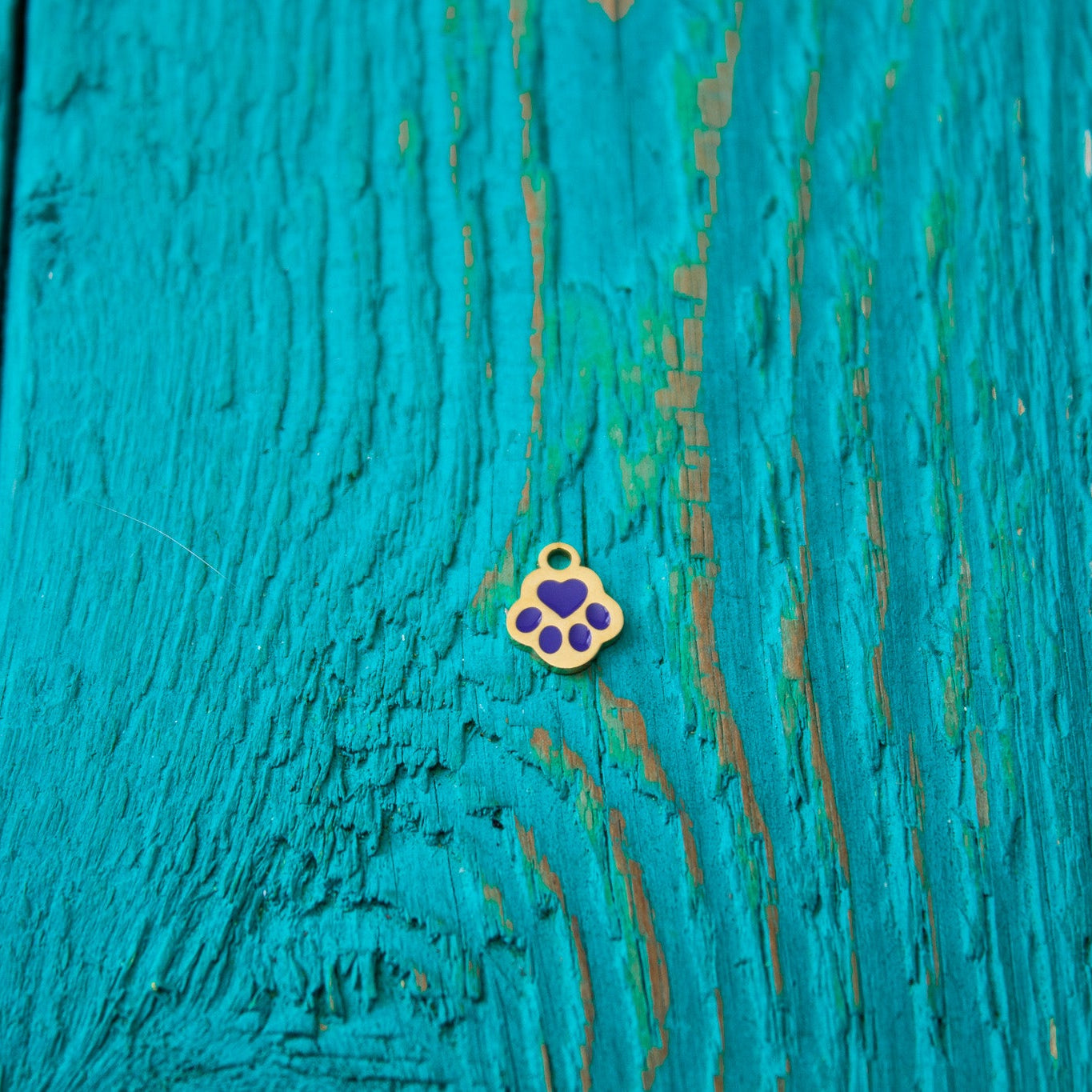 Gold Purple Paw Print Charm