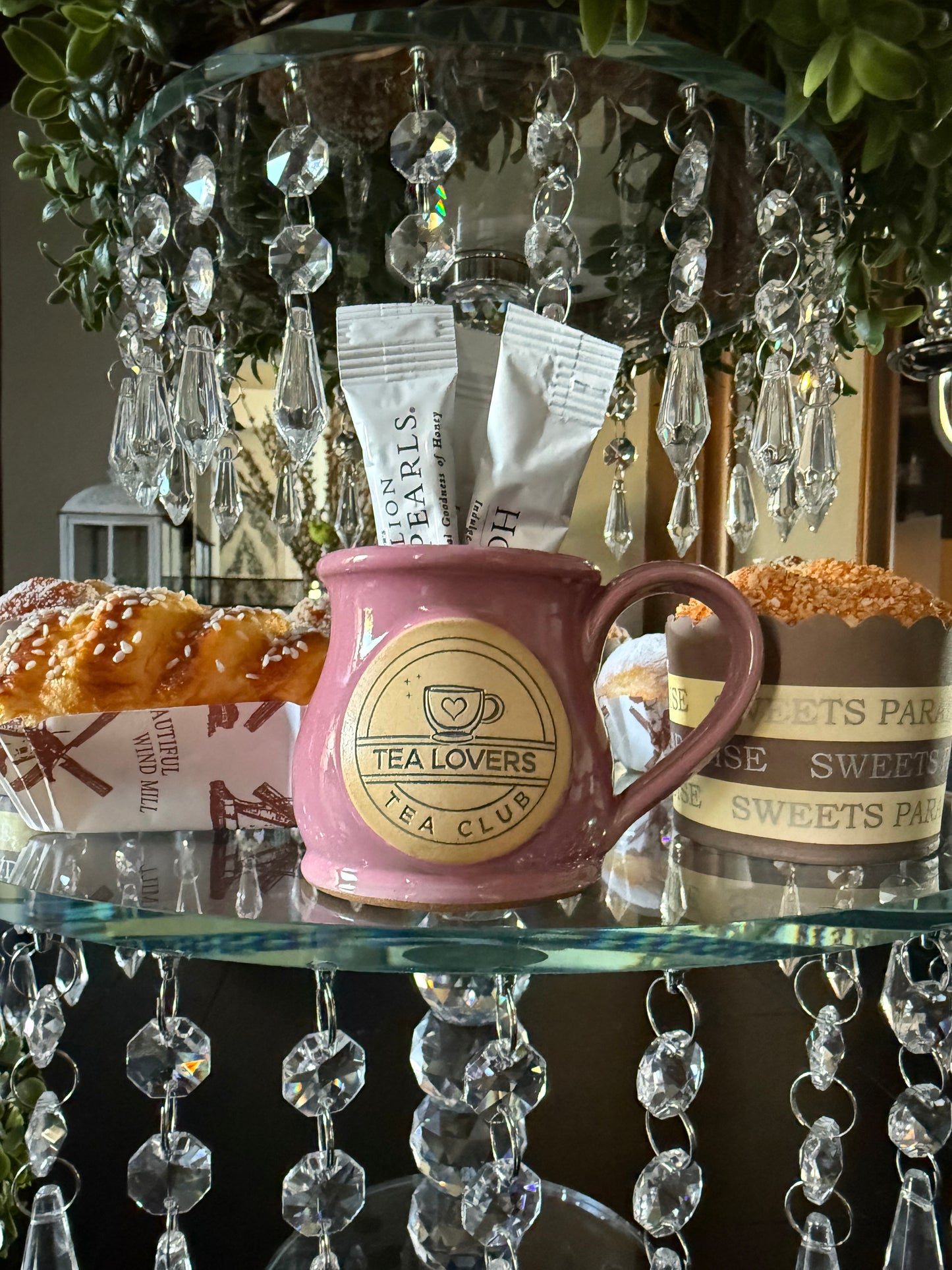 Tea Lovers Tea Club Mini Round Belly Mug Ornament Pink