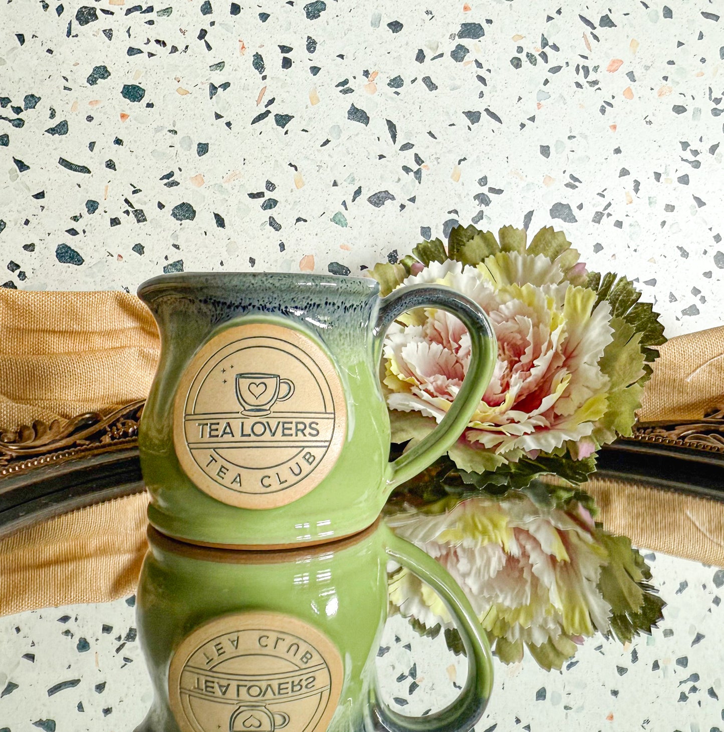 Tea Lovers Tea Club Kiwi with Blue and White Milk Tot