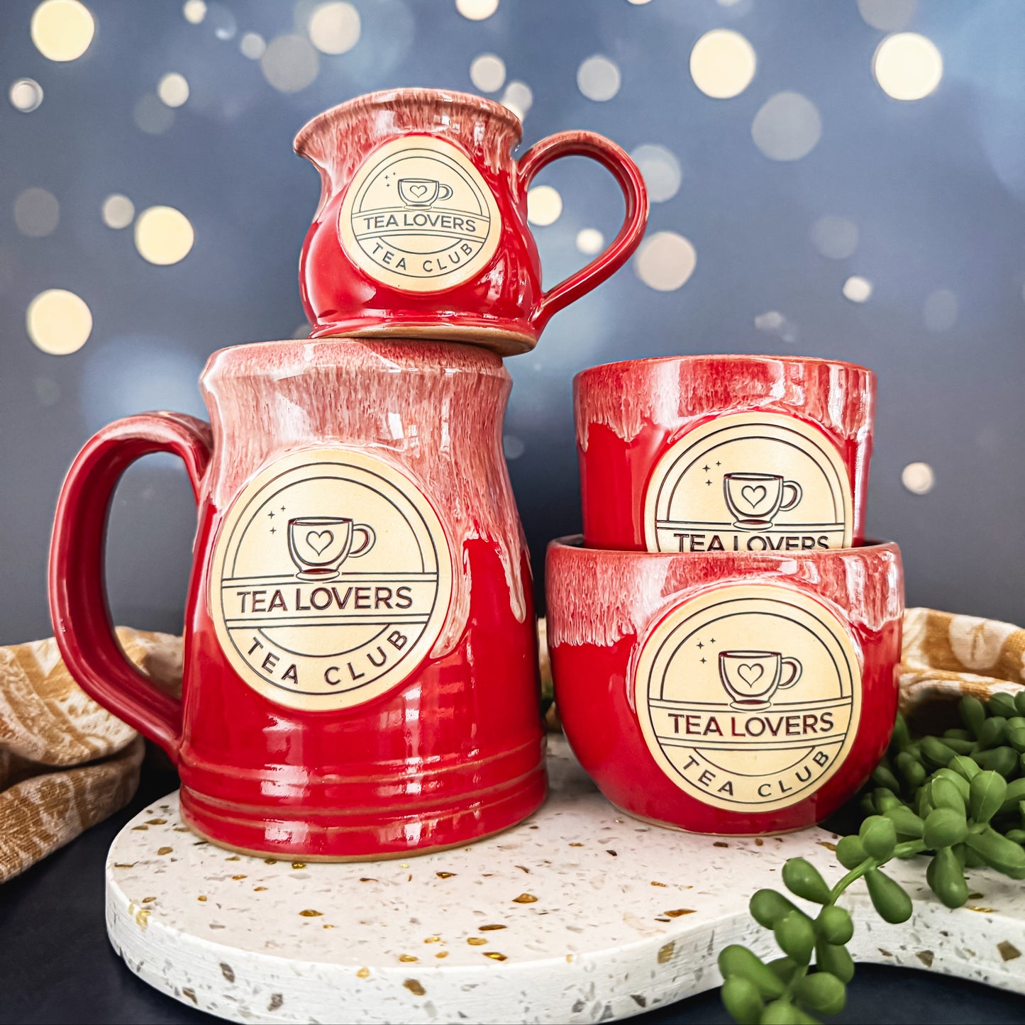 Tea Lovers Tea Club Red with Sand and White Sipper Cup