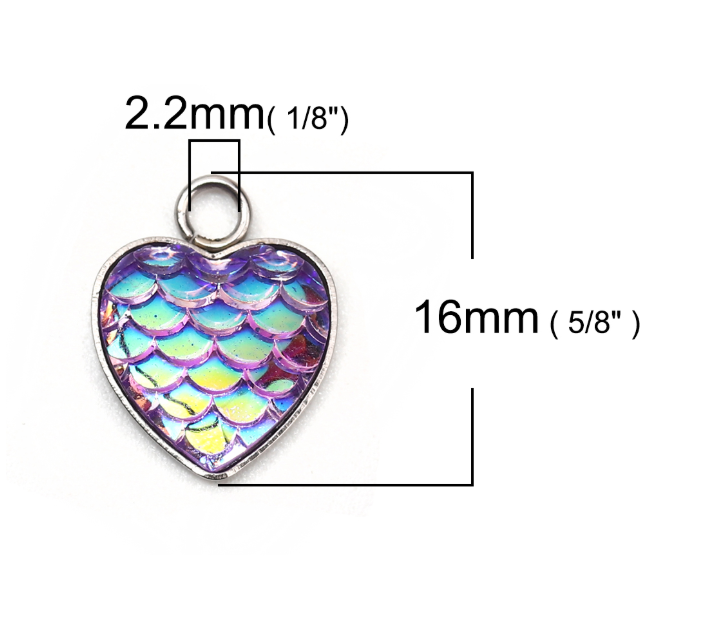 Add on charm Purple Mermaid Heart