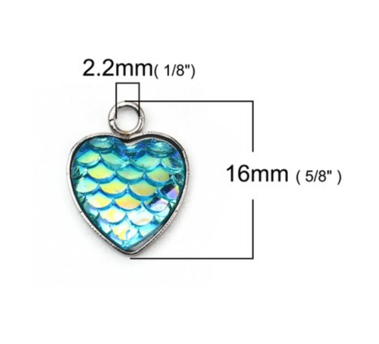 Add on charm Green Mermaid Heart
