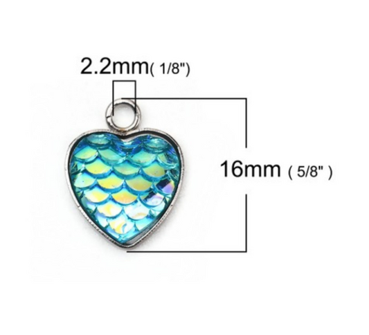 Add on charm Green Mermaid Heart