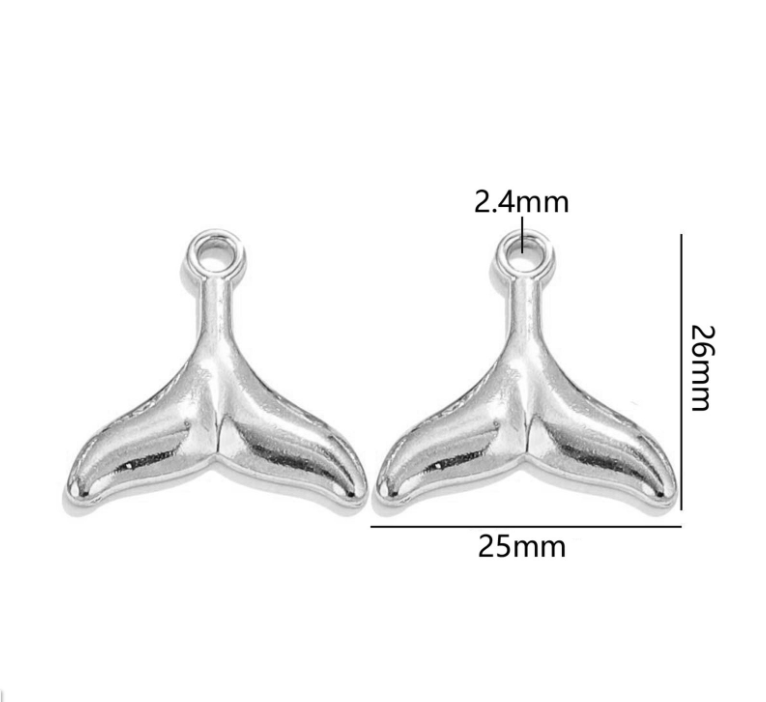 Add on Charm Whale Tail Silver