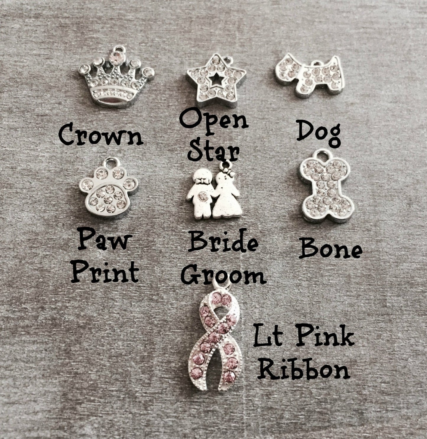 Rhinestone Charm, Crystal Charm, ADD-ON Charm, Add on Charm, Silver Charm, Personalize your order