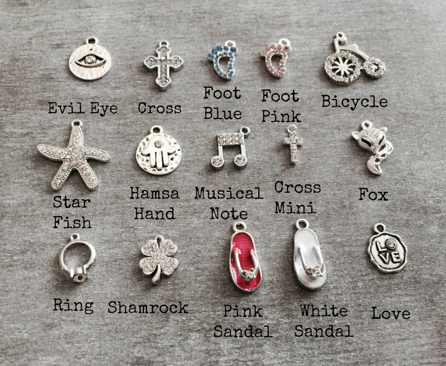 Rhinestone Charm, Crystal Charm, ADD-ON Charm, Add on Charm, Silver Charm, Personalize your order