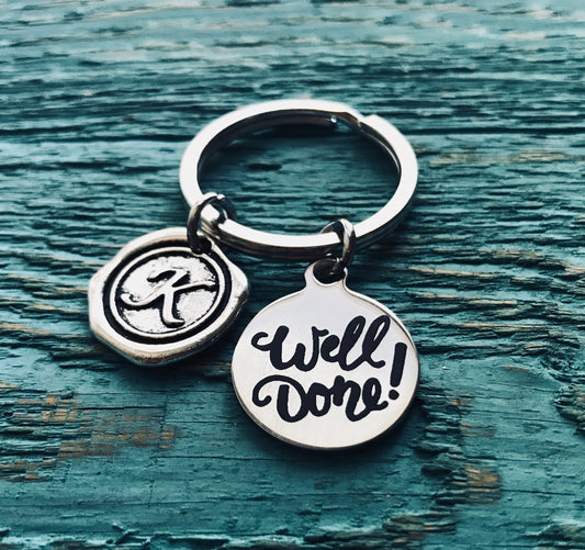 well done, You did it, so proud of you, Congratulations, Graduation, Class of 2023, Grad, Silver Keychain, Silver Keyring, Gifts for