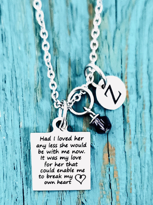 Had I loved her any less, Birthmother, Birth Mom, Birth Mother, Baby adoption, Silver Necklace, Charm Necklace, Silver Jewelry, Gift for