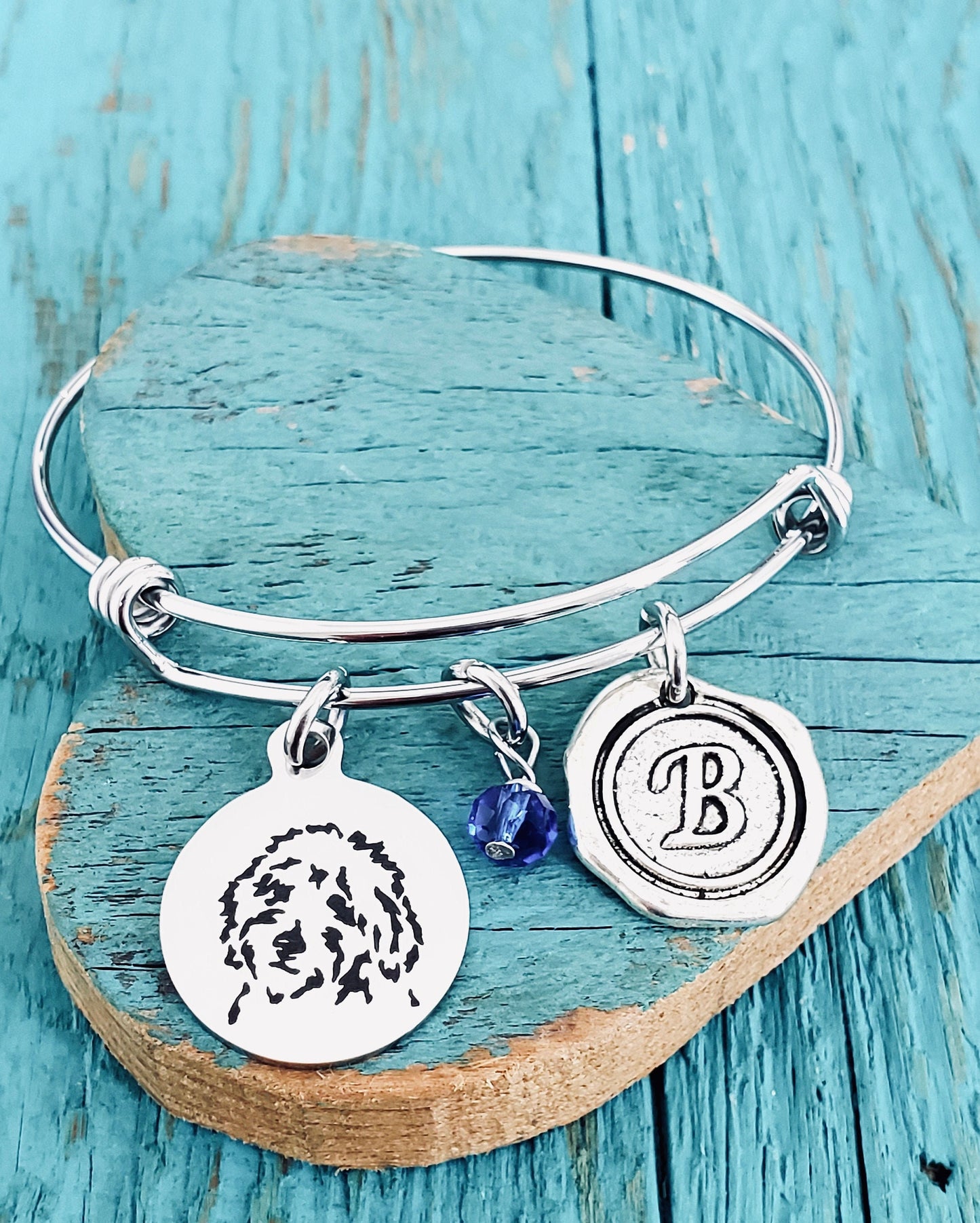 Labradoodle, Goldendoodle, Puppy, Labradoodle mom, Labradoodle Bangle, Silver Bracelet, Charm Bracelet, Labradoodle Gifts, Dog, Gifts