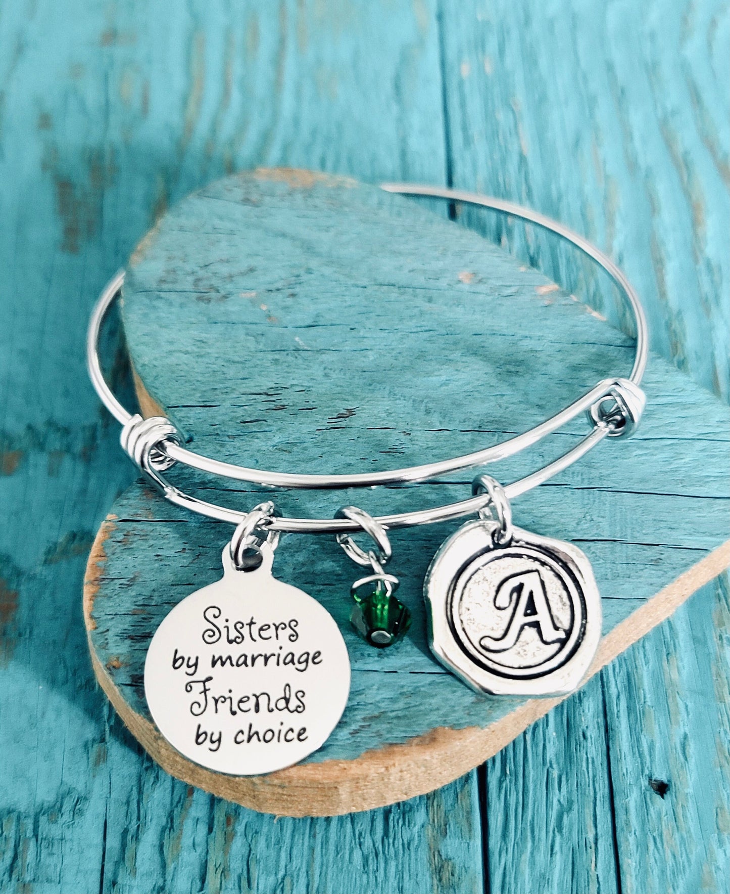 Sisters by marriage, friends by choice, Sister in law, Silver Bracelet, Charm Bracelet, Wedding day, Sister In Law Gift, Silver Jewelry