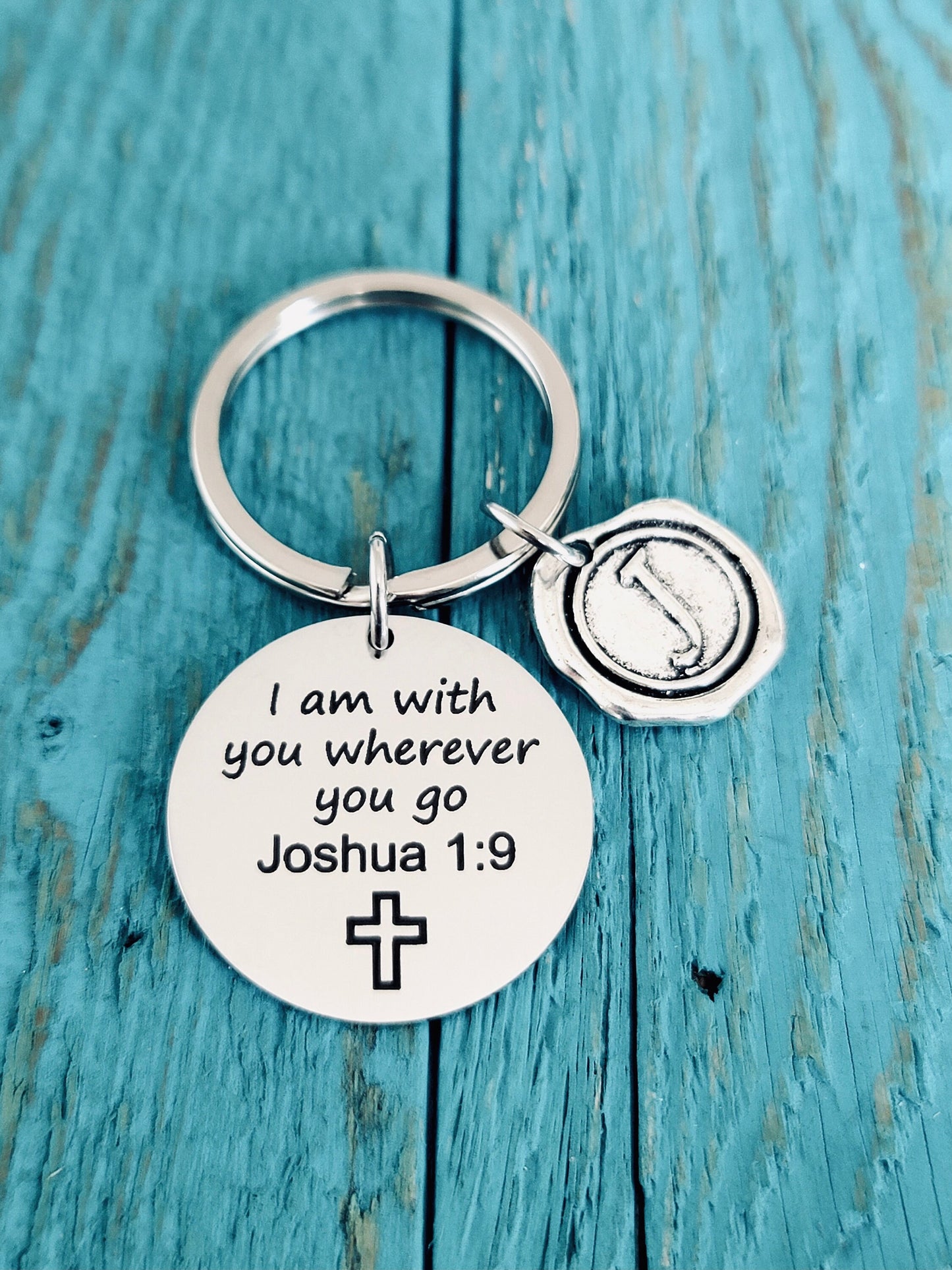 I am with you, wherever you go, Joshua 1:9, Christian, Deployment, Moving away, EMT, Silver Keychain, Silver Keyring, Graduation,Break up