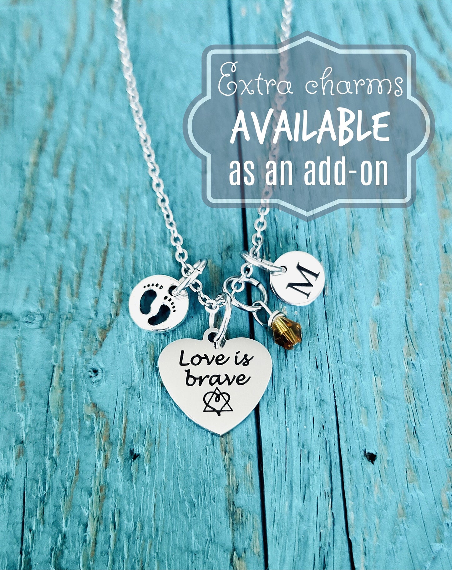 Love is brave, Birthmother, Birth Mom, Birth Mother, Baby adoption, Silver Necklace, Charm Necklace, Silver Jewelry, Keepsake, Gift for