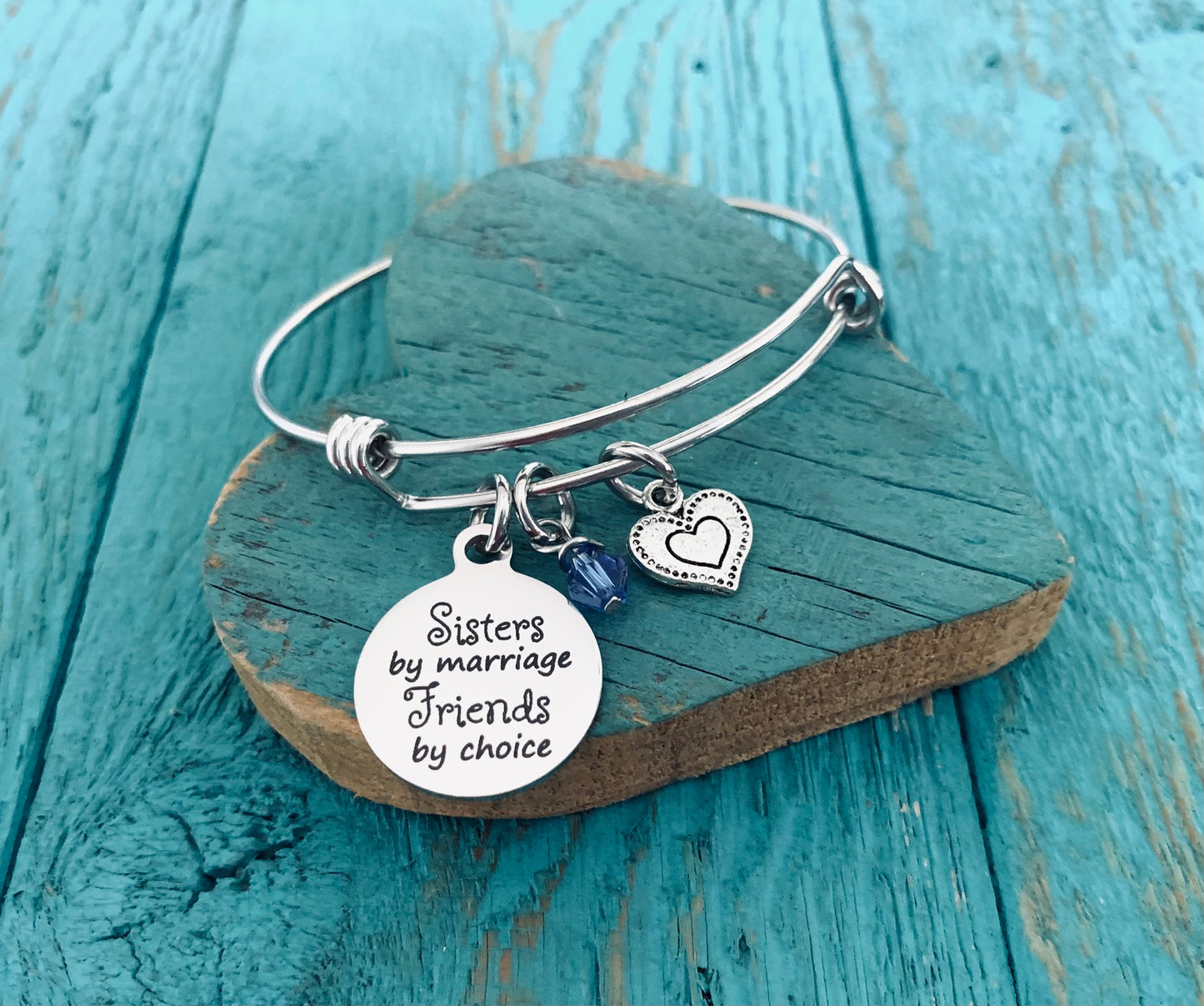 Sisters by marriage, friends by choice, Sister in law, Silver Bracelet, Charm Bracelet, Wedding day, Sister In Law Gift, Silver Jewelry