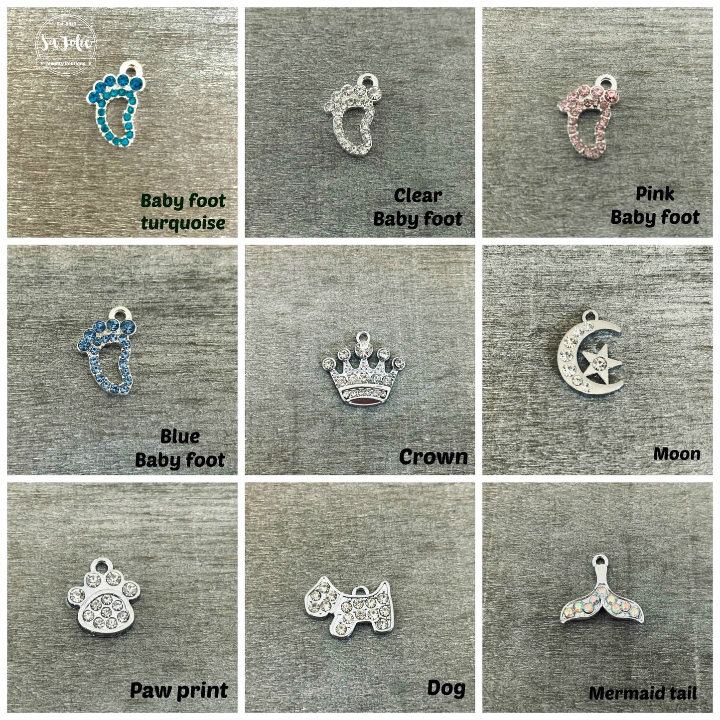 Rhinestone Charm, Crystal Charm, ADD-ON Charm, Add on Charm, Silver Charm, Personalize your order