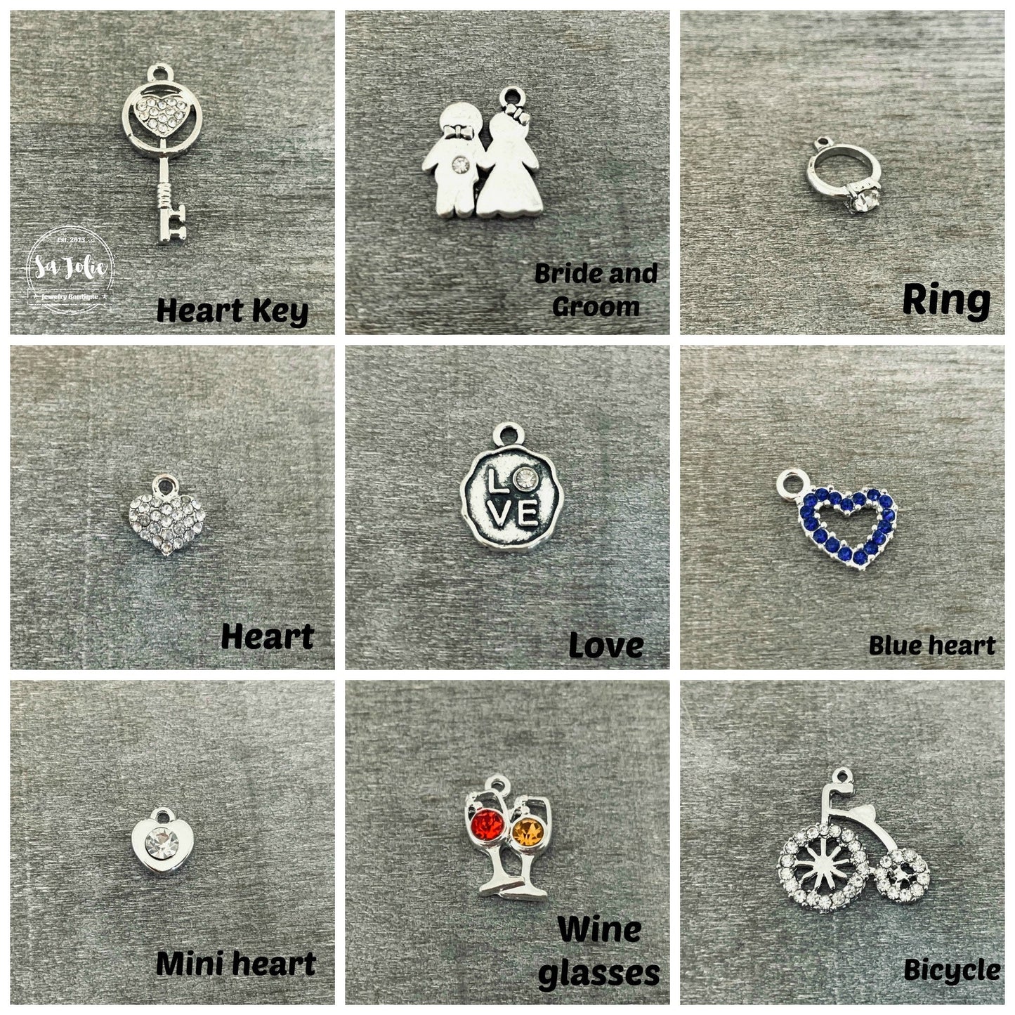 Rhinestone Charm, Crystal Charm, ADD-ON Charm, Add on Charm, Silver Charm, Personalize your order