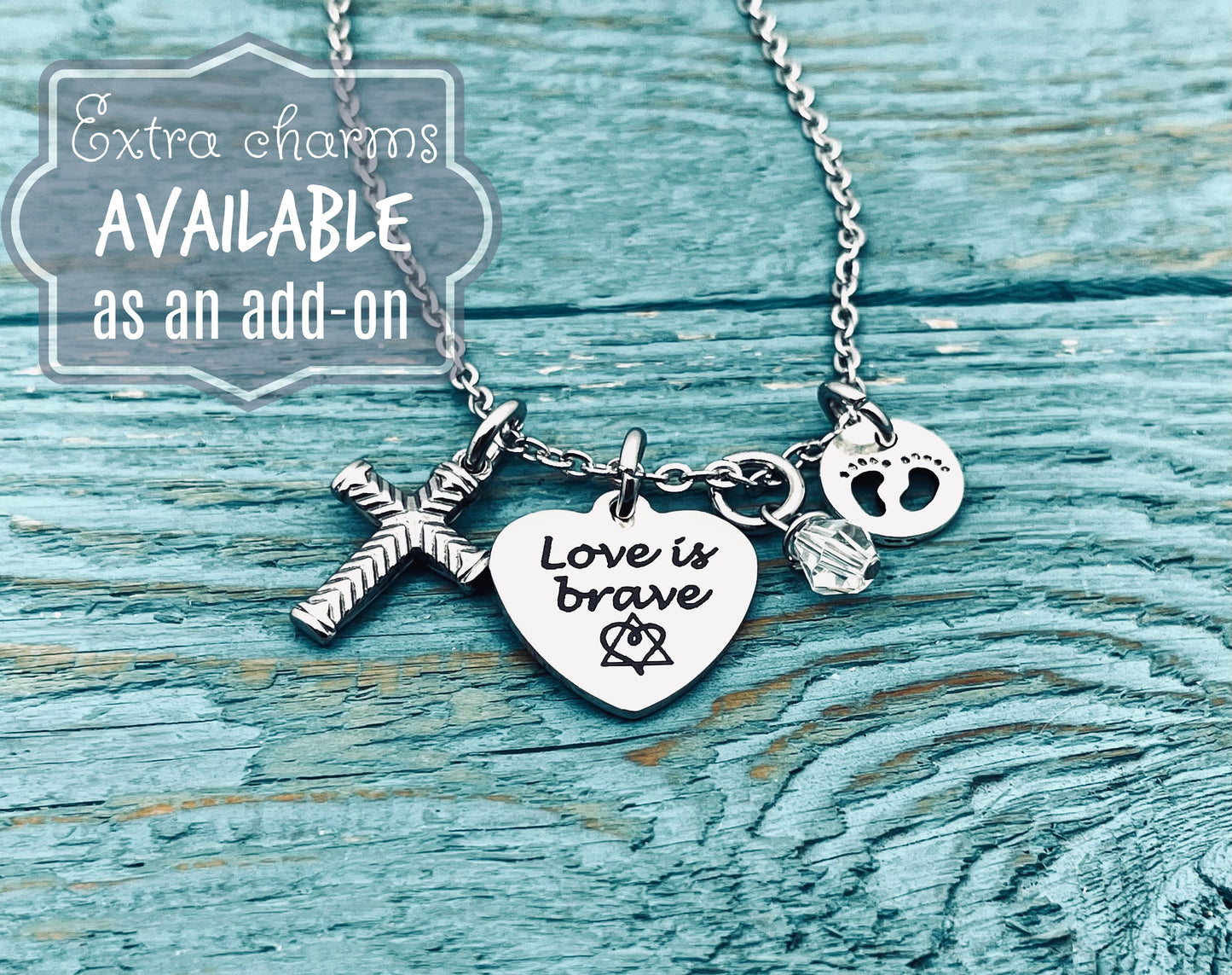 Love is brave, Birthmother, Birth Mom, Birth Mother, Baby adoption, Silver Necklace, Charm Necklace, Silver Jewelry, Keepsake, Gift for
